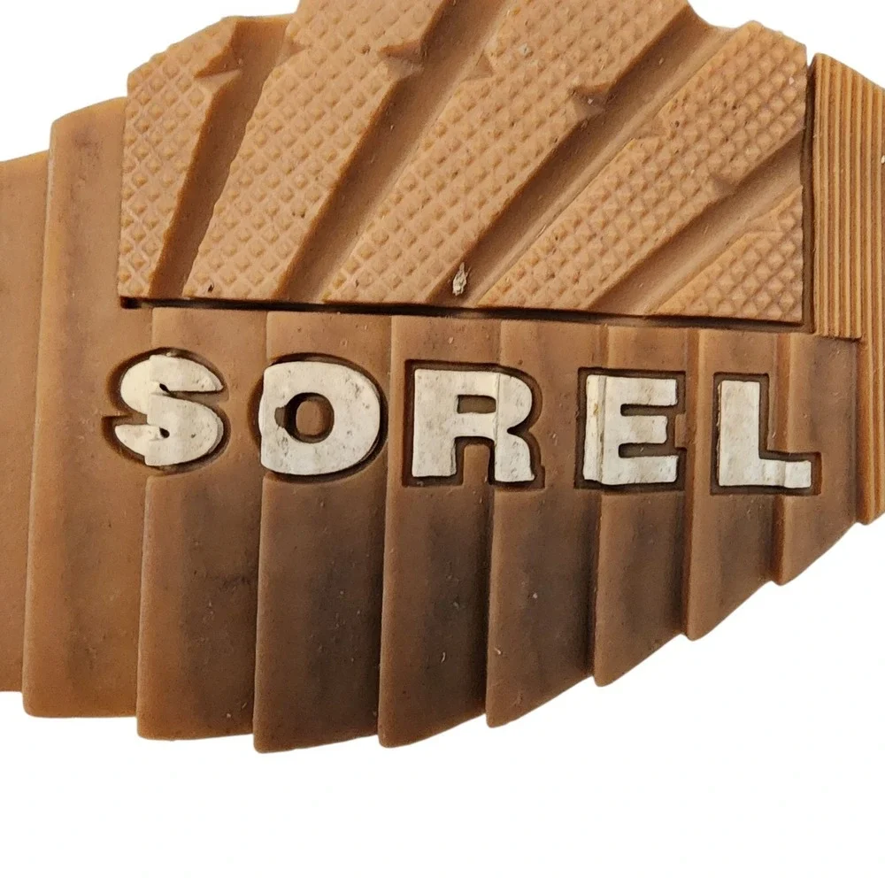 Sorel Snow Boot sz 7 Women Harlow Lace Cozy Brown Leather Sherpa Gorpcore Hiking